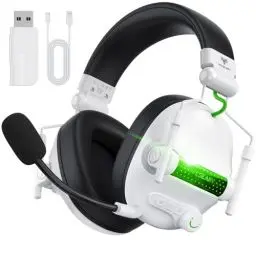 Produktbild: WESEARY WG2 Bluetooth Kopfhörer, 2,4G Wireless Gaming Headset mit Mikrofon für PS5, PS4, PC, Switch, Mac, Faltbarer 7.1 Surround Sound Noise Cancelling mit RGB Licht, Über 50 Stunden Akkulaufzeit