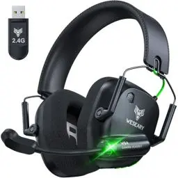 Produktbild: WESEARY WG4 Gaming Headset Wireless, 2,4G Wireless Gaming Headset mit Mikrofon für PS5/PS4/ PC/Switch/Mac, Faltbarer Surround Sound Bluetooth Kopfhörer Noise Cancelling, Über 45 Stunden Akkulaufzeit