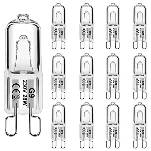 Produktbild: WeshLMPO Glühbirne G9 12 Stücke Halogen G9 28W Dimmbar Halogen Leuchtmittel G9 2700K für Backofen 300 Grad.