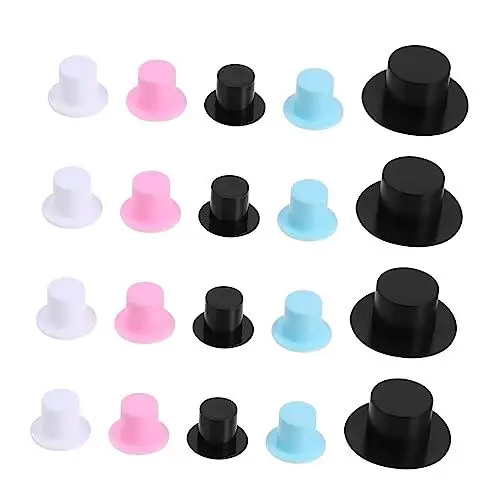Produktbild: WESIEVYA 100 Stück Weihnachtsmütze Mini Zauberer Mütze Mini Schneemann Zylinder Mini Kappen Weihnachtspuppen Zylinder Winziger Zylinder Mini Zierkappe Puppenmütze Modell Mini