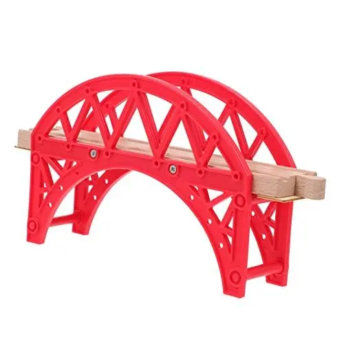 Produktbild: WESIEVYA 1Stk Zugszene Spielzeug Puzzle-Spielzeug Eisenbahn Spielzeug Lernspielzeug Brückenzubehörzug Kinder Zug Spielzeug kinderspielzeug Modell Bogenbrücke Cartoon-Bogenbrücke Abs rot