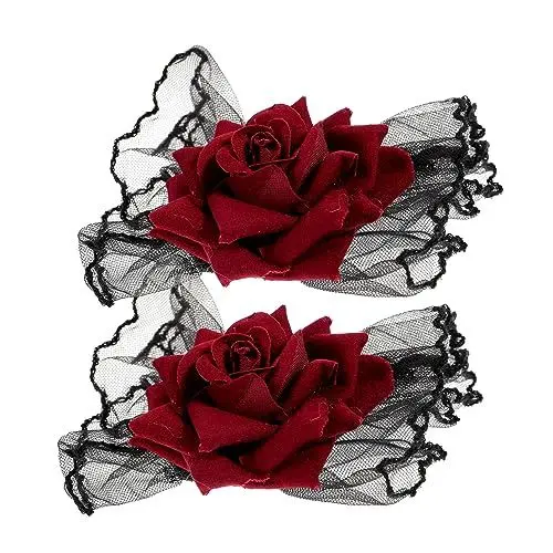 Produktbild: WESIEVYA Elegante Rosen Gothic Handgelenksmanschetten Spitzen Handgelenksärmel für Lolita und Gothic Mode für Events