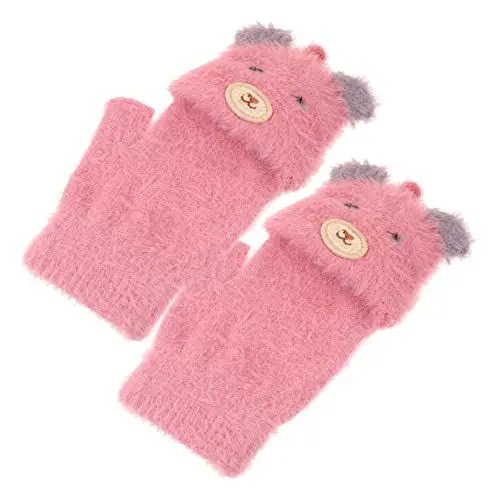 Produktbild: WESIEVYA 1 Paar Warme Handschuhe Für Kinder Partyhandschuhe Fahrradhandschuhe Für Kinder Fingerlose Fäustlinge Für Kinder Winter-thermohandschuhe Winterhandschuhe Light Grey Nerzimitat