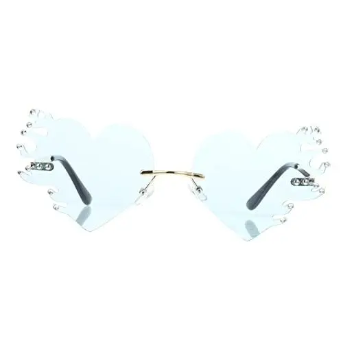 Produktbild: WESIEVYA Randlose Flammenbrille Herzform-design Party-herz-sonnenbrille Für Frauen Festival-dekorationsbrille