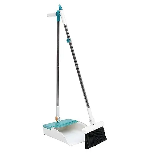 Produktbild: WESIEVYA 1 Satz Besen-Set Schaufel Staubwanne reinigen Borsten Besen Reinigungssets Außenboden platzsparende Space Saver Besenset für zu Hause Haushaltsreinigungsbesen Rostfreier Stahl Weiß