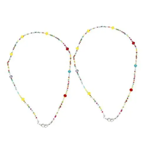 Produktbild: WESIEVYA 2St Maskenkette Maskenbänder praktisches Maskenband sonnenbrillenkette sicherheitskette schnapsgläser schickes Maskenzubehör kreatives Maskenband Glasperlen