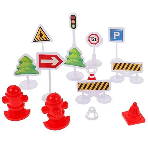 Produktbild: WESIEVYA Verkehrszeichenspielzeug Für Kinder Miniatur-straßenschilder Kunststoff-verkehrsschilder-Set Lernspielzeug Für Verkehrswissen