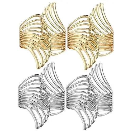 Produktbild: WESIEVYA 4 Stück Armband Armbänder Für Männer Öffnender Armreif Hohler Armreif Armreifen Für Damen Armreif Breiter Armreif Manschettenarmbänder Für Frauen Offener Armreif Legierung