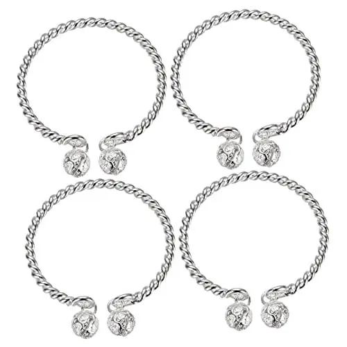 Produktbild: WESIEVYA 4 Stück Glocken armband Frauen Armreif Glocke Armreif offenes Armband frauen schmuck Modeschmuck shöne bescherung weinachts Manschettenarmreif trendiger Armreif Legierung