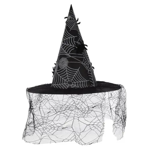 Produktbild: WESIEVYA Kreativer Hexenhut Für Halloween Rüschenverzierung Vielseitig Einsetzbar Für Kostümpartys Cosplay Geburtstagsfeiern Und Mehr Geeignet Für Damen Und Herren