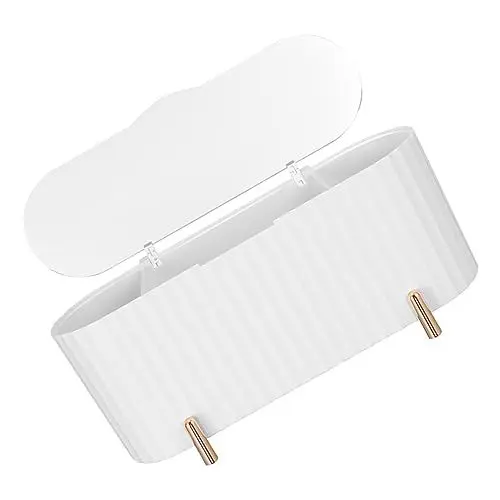 Produktbild: WESIEVYA Make-up-organizer-wagen Mit Abdeckung Aufbewahrungsbox Mit 3 Fächern Für Kosmetik Eleganter Für Badezimmer Und Frisiertisch Weiß