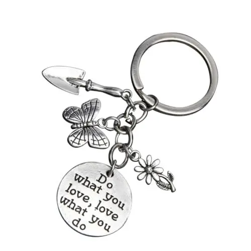 Produktbild: WESIEVYA Schlüsselanhänger Ornament Gartenschaufel Buchstaben-Blumen-Design Für Tasche Telefon Autoschlüssel