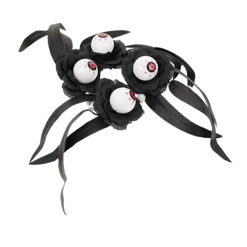 Produktbild: WESIEVYA Schwarze Kerzengirlande Halloween Tischdekoration Halloween Türkranz Halloween Kerzenhalter Halloween Kerzenkranz Halloween Augapfel Kerzenringe Stumpenkerzenkranz Stoff
