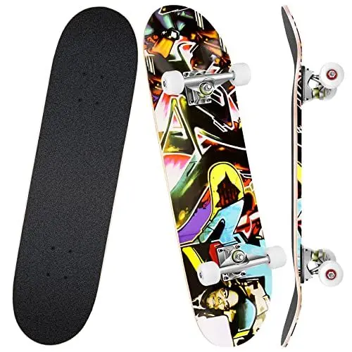 Produktbild: WeSkate Skateboard Anfänger - 31x8 Zoll Komplette Cruiser Skateboard für Kinder Jugendliche Erwachsene, 7-Lagiger Kanadischer Ahorn Double Kick Deck Concave mit ABEC-7 Kugellager, Belastung 100kg