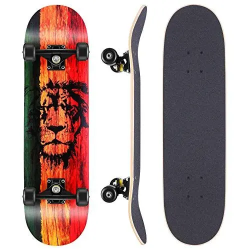 Produktbild: WeSkate Skateboard Komplettboard 79x20cm Holzboard mit ABEC-11 Kugellager 31 Zoll 7-lagigem kanadischem Ahornholz und 85A Rollen Löwe