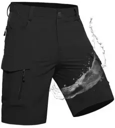 Produktbild: Wespornow Herren Shorts mit 7 Taschen Schnelltrocknend Wanderhose Kurz Cargo Bermuda Chino Kurze Hosen Stretch Outdoor Trekking Wandern MTB Sommer Männer Hose Wandershorts Leichte(Schwarz, 3XL)