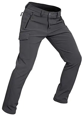 Produktbild: Wespornow Herren Wanderhose Wasserdicht Softshellhose Outdoorhose Thermohose Winddichte Skihose Warm Gefüttert Trekkinghose Schneehose für Skifahren, Hundesport (Grau, L)