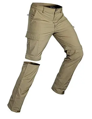 Produktbild: Wespornow Herren Zip-Off-Wanderhose-Abnehmbar-Trekkinghose, Atmungsaktiv Outdoorhose Arbeit Hosen Schnell Trockend Sommer Funktionshose mit 5 Taschen (Khaki, L)
