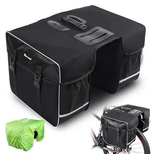 Produktbild: West Biking Fahrradtasche Doppeltasche Gepäckträger Tasche, 30L wasserdichte Große Packtaschen, Rücksitz-Kofferraumtasche mit Gurt, Reißfeste Gepäcktasche für Pendlergepäckträger mit Regenschutz