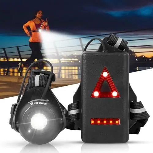 Produktbild: West Biking Lauflicht - Super Hell Lauflampe Joggen, USB Wiederaufladbare Brustlampe zum Joggen, 500 Lumen Lampe Joggen Licht, 90° Verstellbarem Abstrahlwinkel für Laufen, Spazieren mit Hund (Schwarz)