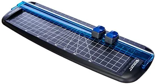 Produktbild: Westcott E-15804 00 Papierschneidemaschine, Schnittlänge 30 cm mit Standard- und Falzklinge, Schwarz/Blau