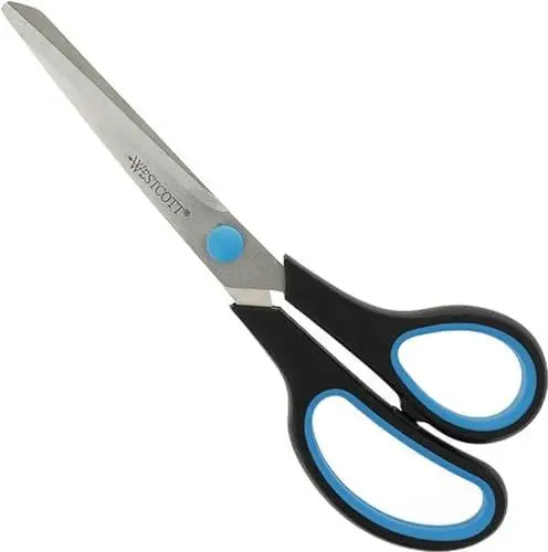 Produktbild: Westcott E-30283 00 Easy Grip Softgrip Schere, rostfreie Klingen, blau-schwarzer Kunststoff-Griff, 20,1 cm / 8 Zoll, 1 Stück