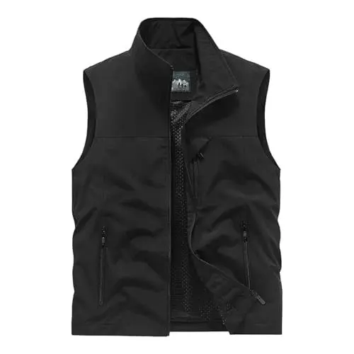 Produktbild: Weste Herren,Softshell Weste Herren Sommer Outdoor Vest Winddichte Wandern Schnell Trocknend Laufweste Fahrradweste Atmungsaktive Anglerweste Leichte Softshellweste Arbeit Gilet Ärmellose Jacke