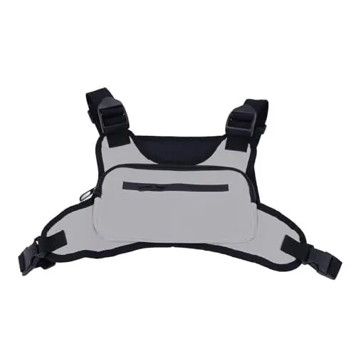 Produktbild: Weste-Brusttasche, Robuste Outdoor-Sport-Brustweste-Tasche mit Großer Kapazität Zum Radfahren (Gray)