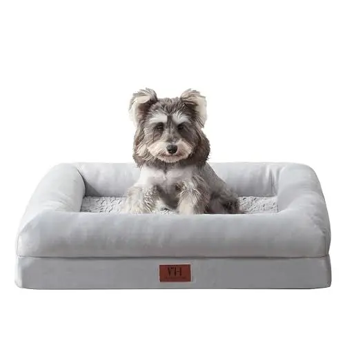Produktbild: WESTERN HOME Orthopädisches Hundekörbchen Mittelgroße Hunde,Hundebett abwaschbar,Hundekissen,Hundeliege Mit Rand,Bezug Abnehmbar und Waschbar, Rutschfester Unterseite,Grau,71x58x17.5cm