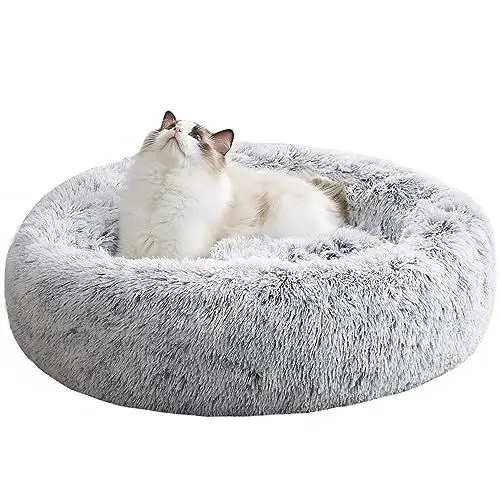 Produktbild: Western Home Hundebett Run, Katzenbett Flauschig, Hundekissen Kleine Hunde,Hundebett Waschbar,Hundekorb,Katzenkorb Zum Schlafen 50 cm,Hellgrau