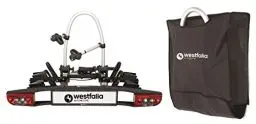 Produktbild: Westfalia BC 60 Fahrradträger für die Anhängerkupplung - inkl. Tasche | Kupplungsträger für 2 Fahrräder | E-Bike geeignet | zusammenklappbar, Schwarz, silber