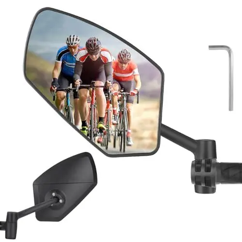 Produktbild: WESTGIRL Fahrradspiegel Stoßfest, Hd Großer Spiegel Rückspiegel Fahrrad, Verstellbarer Fahrradspiegel Für E-Bike, MTB, Universeller Lenkerendenspiegel (Links)