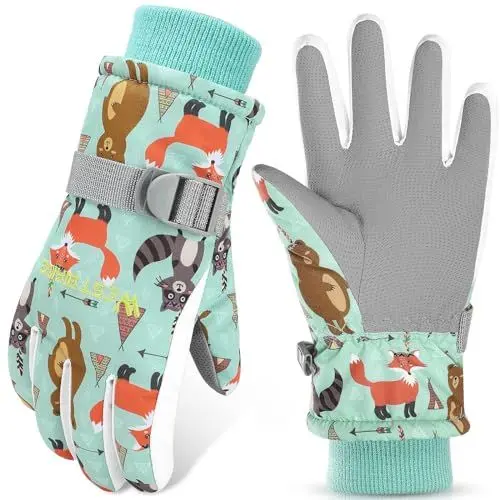 Produktbild: WESTGIRL Kinder Winterhandschuhe Winddicht Warme Skihandschuhe Thermofleece Wasserabweisend Schnee Cartoon kinderhandschuhe Outdoor Snowboarding Radfahren Handschuhe für 3-12 Jungen Mädchen