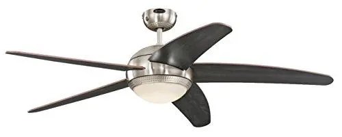 Produktbild: 72068 Bendan LED 132 cm Deckenventilator mit fünf Flügeln, Ausführung seidenmattes Chrom mit Hammerschlag-Effekt, dimmbare LED-Leuchte mit Opalmilchglas, Fernbedienung enthalten