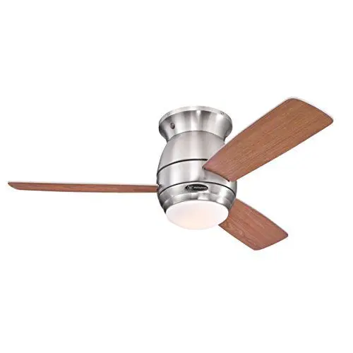 Produktbild: Westinghouse Lighting Deckenventilator Halley, 122 x 122 x 350 cm, Ausführung in Gebürstetem Nickel mit Wendeflügeln in Verwittertertem Ahorn/Dunkle Kirsche