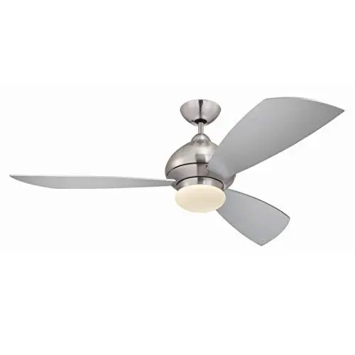 Produktbild: Westinghouse Lighting cm Deckenventilator FANtastic 78008 mit Einzelleuchte und drei Flügeln, Ausführung in gebürstetem Chrom mit Opalmilchglas 7800840
