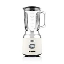 Produktbild: Westinghouse Retro Standmixer, 1.5 Liter Glasbehälter, 3 Geschwindigkeiten, Pulsfunktion, 6 flügliges Spezialmesser, Edelstahl, Rutschfeste Füße, BPA frei, 600 Watt, weiß