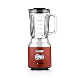 Produktbild: Westinghouse Retro Standmixer, 1.5 Liter Glasbehälter, 3 Geschwindigkeiten, Pulsfunktion, 6 flügliges Spezialmesser, Edelstahl, Rutschfeste Füße, BPA frei, 600 Watt, rot