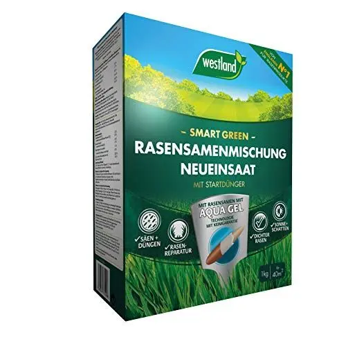 Produktbild: Westland Smart Green Rasensamenmischung Neueinsaat, 1 kg, 40 m² – Rasensamen zur Neusaat und Revitalisierung, Gras-Saat mit Startdünger