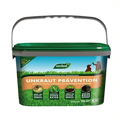 Produktbild: Westland Unkraut Prävention, 4,8 kg, 96 m² – Rasendünger mit Rasensamen zur Unkrautprävention