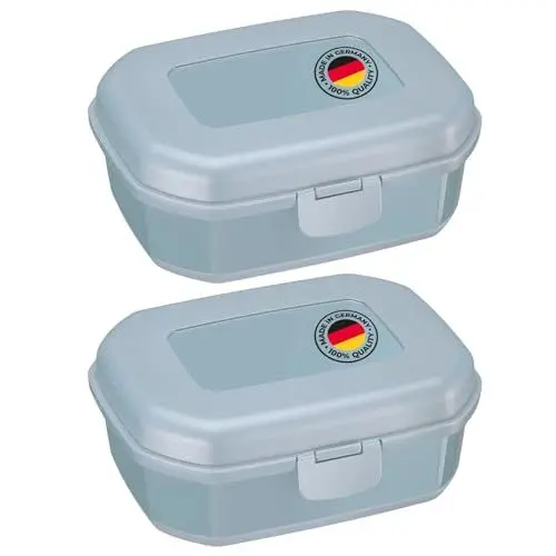 Produktbild: Westmark 2 Brotdosen/Snackboxen -Maxi- 935 ml, mit Klick-Verschluss, Höhe: ca. 7,4 cm, Kunststoff, Blau, 235222EB
