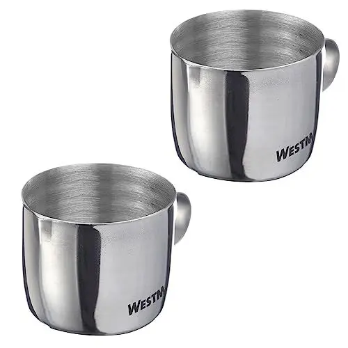 Produktbild: Westmark 2 Milchkännchen Brasilia 30 ml – ideal für Kaffeesahne, Milch, Honig und andere Kaffee- und Teezusätze, Barista Zubehör – Rostfreier Edelstahl