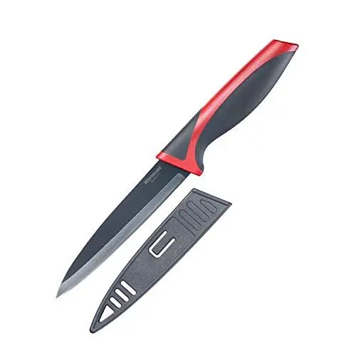 Produktbild: Westmark Allzweck-/Gemüsemesser, Klingenlänge: 12 cm, mit Klingenschutz, Rostfreier Edelstahl/Kunststoff, Anthrazit/Rot, 14532280