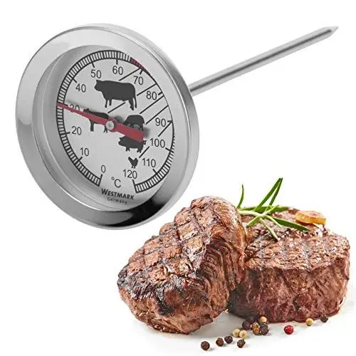 Produktbild: Westmark Bratenthermometer, Mit Symbolen für einfaches Ablesen, Rostfreier Edelstahl, Silber/Weiß, 12692270, 14 x 5.5 x 5.5 cm
