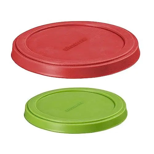 Produktbild: Westmark Frischhaltedeckel – Dehnbarer, wiederverwendbarer Silikondeckel für Dosen, kleinere Schalen oder Joghurtbecher – ø 10 + 8 cm, Silikon, 2 Stück
