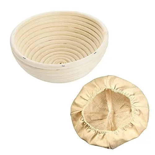 Produktbild: Westmark Gärköbchen-Set, 2tlg., Gärkörbchen rund + Bezug, Peddigrohr/Baumwolle, Hellbeige/Beige, 3208227B, Ø 17 cm, fur ca. 0.75-1 kg