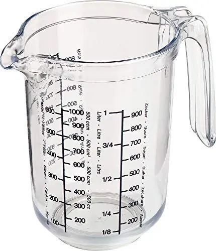 Produktbild: Westmark Gerda Messbecher 1l - Messskalen für Gramm (für Mehl, Zucker, Reis und Grieß), Liter & Milliliter - Made in Germany - Kunststoff - 18 x 12,4 x 16,5 cm (transparent)