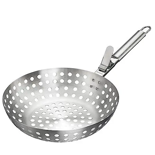 Produktbild: Westmark Grillwok – Ideal für die Zubereitung größerer Mengen leckeren Grillgemüses, langlebig, spülmaschinengeeigent – Rostfreier Edelstahl, Silber
