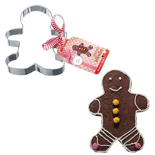Produktbild: Westmark Lebkuchen-Ausstechform, Lebkuchenmann, Groß, Länge: ca. 12 cm, Inkl. Rezept, Rostfreier Edelstahl, Gingerman, Silber, 35102291