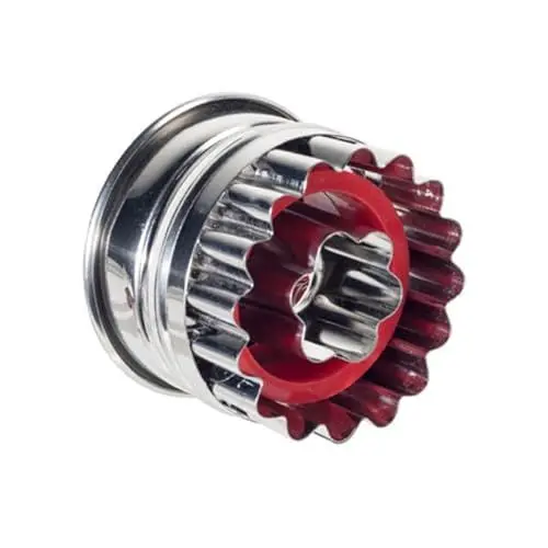 Produktbild: Westmark Linzer Keks-Ausstechform, Plätzchenstecher, Rosette, Mit Auswerfer, Rostfreier Edelstahl/Kunststoff, Weihnachten, Silber/Rot, 35062291